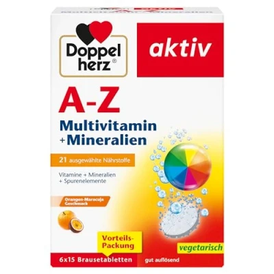 Obrázek Doppelherz Multivitamin a Z + minerály 21 vybraných živin na podporu zdraví pohody 6 x 15 šumivých tablet