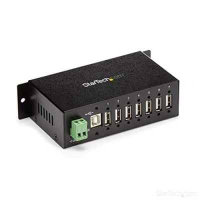Obrázek StarTech.com Průmyslový montážní 7 portů USB 2.0 hub černý