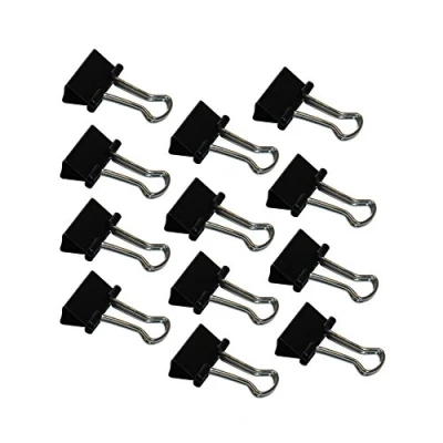 Obrázek Wedo 6421415 Foldback svorky 15 mm, 12 kusů, lakovaný kov Odnímatelné ramínko, silné pružiny, černá/stříbrná