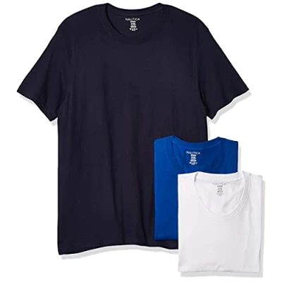 Obrázek Nautica Pánské spodní prádlo (balení 3 ks) Tričko s kulatým výstřihem z bavlny Multi Packs l Peacock/Cobalt/bílá