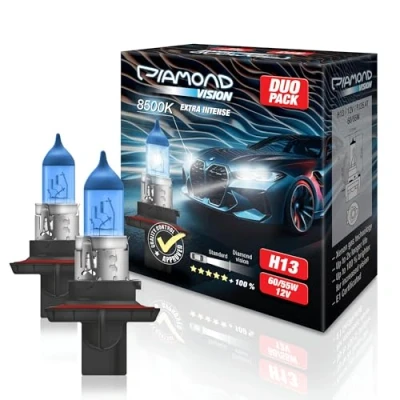 Obrázek Diamond Vision 2x H13 12 V 60/55 W xenonový vzhled halogenová autožárovka 8500 k Super Ultra White studená bílá extrémně dlouhá životnost zkušební značka E PJ26. 4T