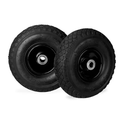 Obrázek Relaxdays Kolo zavazadlového vozíku 3.00 4, 2dílná sada, pneumatické, do 100 kg, 260 x 85 mm, náhradní ruční vozík, ocelový ráfek, černý, 2 kusy