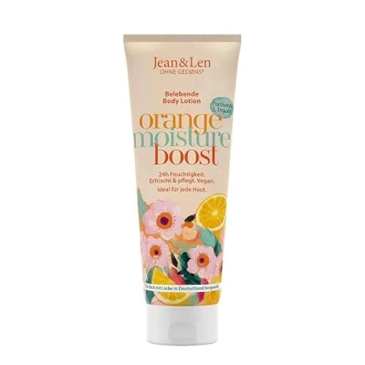 Obrázek Jean &amp; Len Body Lotion pomeranč zázvor, lehká textura, rychle se vstřebává, vhodné pro všechny typy pleti, pH hautideale formulace, pleťový krém, bez parabenů a silikonů, veganský, 250 ml