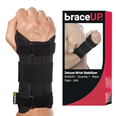 Obrázek BraceUP Handgelenkstütze mit Metall Linke und Rechte Hand Handgelenkbandage, Handgelenk Bandagen, für SehnenscheidenEntzündung (S/M, Hand)