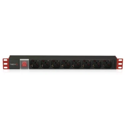 Obrázek Techly 25725 Multipresa 8 Posti da Rack 19&quot; Connettore C14 Con Interruttore 1 HE 1HE I CASE STRIP 81V, 50 W, 250 V, Schwarz, One Size