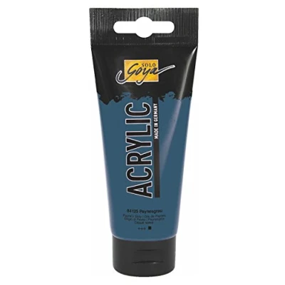 Obrázek KREUL 84125 Solo Goya Acrylic, 100ml tuba v barvě paynesově šedé, krémově mnohostranně použitelná akrylová barva ve studijní kvalitě, na bázi vody, rychle a matně schnoucí, dobře krycí, vodotěsná