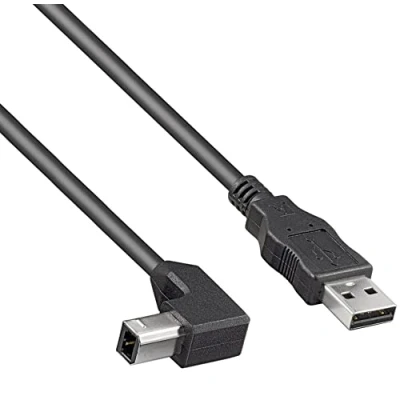 Obrázek PremiumCord USB 2. 0 High Speed kabel M/M 0,5m, A konektor na B 90, spojovací pro skener atd., dvojitě stíněný, AWG28, barva černá, délka 0,5 m, ku2ab05 90