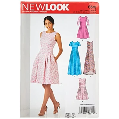 Obrázek New Look Sewing Pattern 6341: Misses&#039; Dress in Three Lengths, Size A, Paper, Multi Coloured, A (6 8 10 12 14 16 18)