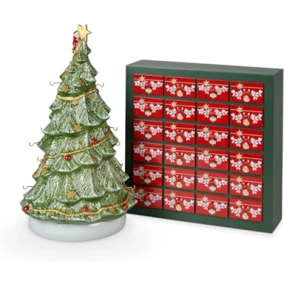 Obrázek Villeroy &amp; Boch 26dílná sada adventního kalendáře Christmas Toy&#039;S s 24 porcelánovými figurkami včetně vánočního stromku k zavěšení, dvířek, Vánoce, vánoční dekorace, porcelán