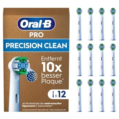 Obrázek Oral B Náhradní kartáčky pro Precision Clean elektrický zubní kartáček, 12 kusů, čištění zubů, X štětiny, originální nástavec zubního kartáčku v poštovní schránce, navrženo Německu