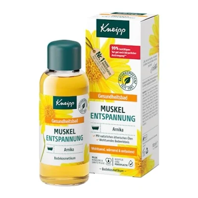 Obrázek Kneipp zdravotní koupel pro uvolnění svalů koupelový olej s cenným extraktem z arniky a éterickými oleji cabreuvy, rozmarýnu borovice oživuje dělá dobře po fyzické námaze 100 ml
