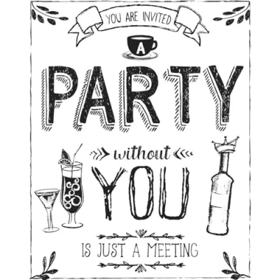 Obrázek Rayher Hobby 29111000 dřevěné razítko party, 8 x 10 cm, text s výmluvností, nápisem, pro vytváření karet, pozvánek, dárků atd.