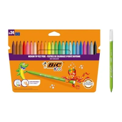 Obrázek BIC Kids fixy Kid Couleur, na malování ve 24 omyvatelných barvách, se stabilní špičkou, v kartonovém pouzdře, od 5 let