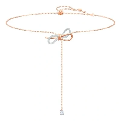 Obrázek Swarovski Lifelong Bow řetízek na krk, mašle, bílá, směs kovů, Křišťál, Křišťál