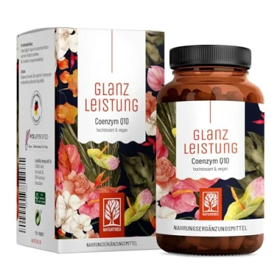 Obrázek NATURTREU® Koenzym Q10 kapsle s vysokou dávkou 200 mg v jedné kapsli 90 veganských kapslí pro 3 měsíční dosah vysoce kvalitní z rostlinné fermentace lesklý výkon