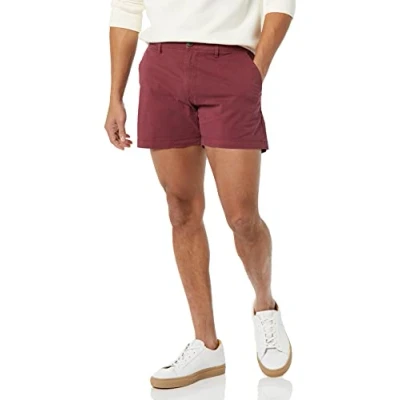 Obrázek Amazon Essentials Herren 13 cm Flatfront Chinoshorts mit hohem comfort in schmaler Passform (zuvor Goodthreads), Burgunderrot, 28W