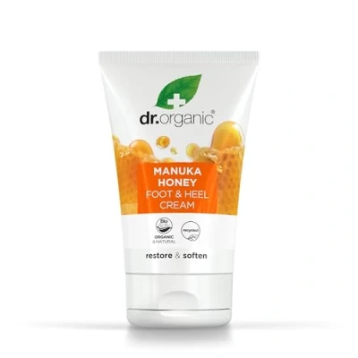Obrázek Dr Organic Medový krém na nohy Manuka, hydratační, suchá pokožka, pro muže, ženy, přírodní, vegetariánský, bez pokusů zvířatech, parabenů a SLS, recyklovaný recyklovaný, bio 125 ml