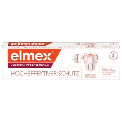 Obrázek elmex Zubní pasta s ochranou proti zubnímu kazu Professional 75 ml lékařské čištění zubů pro vysoce účinnou ochranu zubního patentovaným neutralizátorem cukrové kyseliny (balení se může