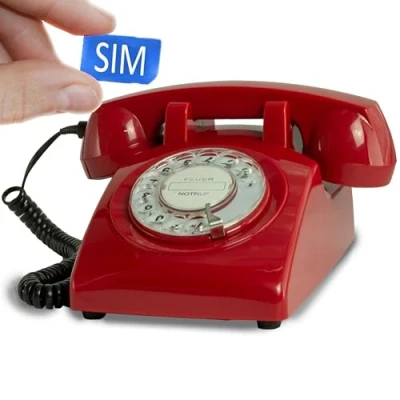 Obrázek Opis 60s Mobile: telefon pro seniory se SIM kartou/GSM telefon/telefon na pevné lince SIM/vintage telefonem SIM/SIM stolní telefon/retro kartou/demencí červený
