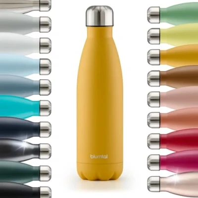 Obrázek Blumtal láhev na pití 750 ml z ušlechtilé oceli neprosakující izolační bez BPA, studená a teplá dvoustěnná insulated Bottle nerezová Spicy Mustard žlutá