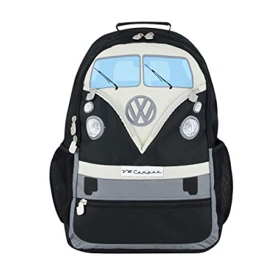 Obrázek BRISA VW Collection stylový &amp; ležérní turistický batoh Volkswagen pro denní školní nošení s T1 Bulli Bus (až 17. 1 palce/přední/30l), černá