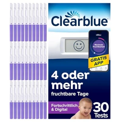 Obrázek Clearblue Ovulační test pokročilý &amp; digitální, dvojité šance na otěhotnění, 1 testovací držák digitální a 30 ovulačních testů, vyzkoušejte bezplatnou aplikaci pro periodické cyklu
