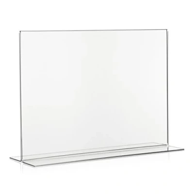 Obrázek VITAdisplays® T stojan na šířku / stojánek stůl/stojan z akrylového skla reklamu T, DIN A4 (29,7 x 21 cm), průhledný originálního PLEXIGLAS®