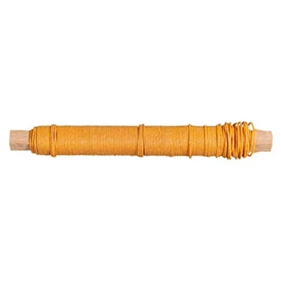 Obrázek Rayher Hobby 24116208 Papírový drát, 0,55 mm ø, na dřevěném obalu 50 g, cca 20 m, drát pro kutily, papír ovinutý mandarinka