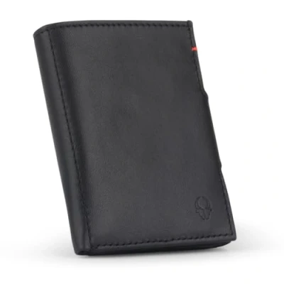 Obrázek DONBOLSO Portmonka NextGen BusinessLine I Slim Wallet Kůže Pouzdro na karty Mini peněženka pro dámy a pány, Nappa černá, S přihrádka mince