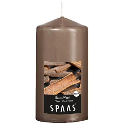 Obrázek Spaas Bougie cylindre 80/150 parfumée Bois exotique Duft Stumpenkerze mm, ± 65 Stunden Exotic Wood, Holz, Taupe, D 80 mm x H, 560