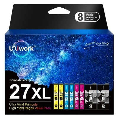 Obrázek Uniwork 27XL Multipack patrony do tiskárny kompatibilní s Epson 27 XL Workforce WF 3620 3640 7110 7210 7610 7620 7710 7715 7720 (balení 8 ks), balení se může lišit