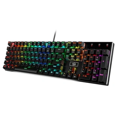 Obrázek Redragon K556 mechanická herní klávesnice, rozložení US, 18 režimů RGB osvětlení, plně programovatelná, celokovový panel, ergonomická černá (červený spínač)