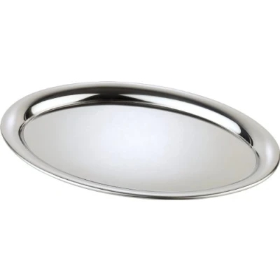 Obrázek APS 30117 servírovací podnos &quot;kavárna&quot;, klasická vídeňská kavárna podnos, nerezová ocel, leštěný do vysokého lesku, oválný, okraj svinutý, 29 x 22 cm, výška 1 cm