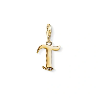 Obrázek Thomas Sabo Dámský elegantní přívěsek L písmeno Charm Club 925 sterlingové stříbro 1618 414 39, 750 žluté zlato pozlaceno, 925, Kubická zirkonie