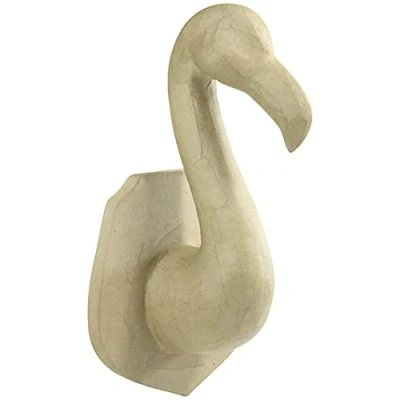 Obrázek Décopatch MA028C Trophäe Flamingo (aus Pappmaché zum Verzieren und Personalisieren, 19,5 x 16,3 35 cm, ideal für Ihre Hausdeko) 1 Stück kartonbraun