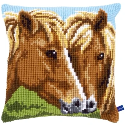 Obrázek Vervaco PN 0148429 pro 0150680 vyšívání křížkovým stehem polštář koně Vorgedruckt, Stramín, Bílá, 40 x 0,30 cm