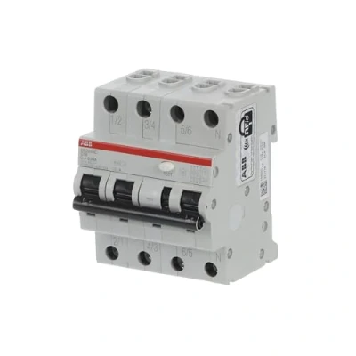 Obrázek ABB RCBO DS203NC FI/LS Schalter 16A, 4 polig Typ C, Empfindlichkeit 30mA, DIN Schienen Montage