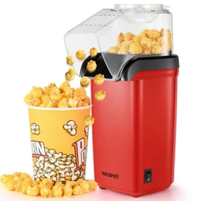 Obrázek YASHE stroj na popcorn, 1200 W, horkovzdušný elektrické stroje ovládání jedním dotykem, 2 minuty, zdravý bez tuku a oleje, červený