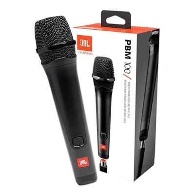 Obrázek JBL PBM 100 dynamický vokální mikrofon s kabelem černý příslušenství pro party box karaoke domácnost kardioidní směrovou charakteristikou
