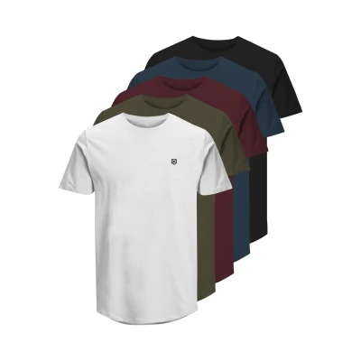 Obrázek JACK &amp; JONES Pánské tričko S kulatým výstřihem JPRBLABRODY Regular Fit balení 5 ks XS M L XL XXL 100% bavlna, Námořnická modrá Blejzr