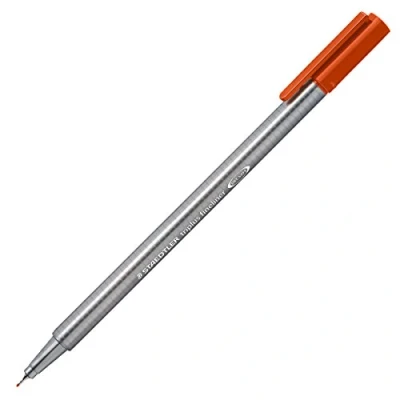 Obrázek STAEDTLER 334 48 Fineliner Triplus Trojhranný dřík v kartonovém pouzdře, kovový hrot, cca 0,3 mm, 10 kusů, Kalahari orange