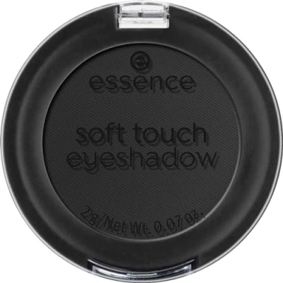 Obrázek essence cosmetics soft touch oční stíny, č. 06 Pitch Black, okamžitý výsledek, dlouhotrvající, vitamíny, intenzivní barvy, veganské, bez mikroplastů, obsahu nanočástic (2 g)