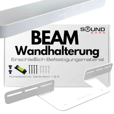 Obrázek Držák soundbar pro Sonos Beam, kompatibilní s generací 1 &amp; 2 Beam Soundbar, včetně veškerého potřebného montážního materiálu, držáků, bílý