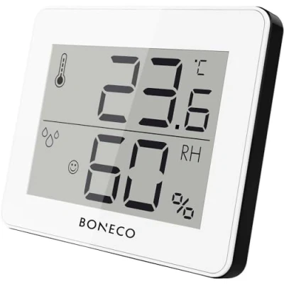 Obrázek BONECO Hygrostat, teploměr a vlhkoměr X200 digitální zobrazení teploty v místnosti relativní vlhkosti vzduchu 0 až 50 ˚C, plast, bílá