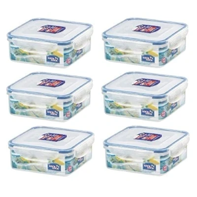 Obrázek Lock &amp; HPL823 box na uchovávání potravin, čtvercový, 870 ml, 6 kusů