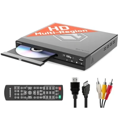 Obrázek Region Free DVD Player HDMI pro televizi Mini přehrávač TV s kabel, včetně kabelu RCA a dálkového ovládání