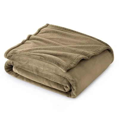 Obrázek BEDSURE Hebká flaušová fleecová deka do bytu, teplá zima, měkká, na pohovku malá, gauč, blanket, děti, bytové a hebké deky 130 x 150 cm, přehoz pohovku, béžová