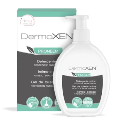 Obrázek Dermoxen Proneem Intimreiniger für Frauen mit Antibakterieller Effekt. Sanfte Intim waschlotion Tribulus Terrestris, Neemöl und Propolis Extrakt. Nickel getestet. 200 ml