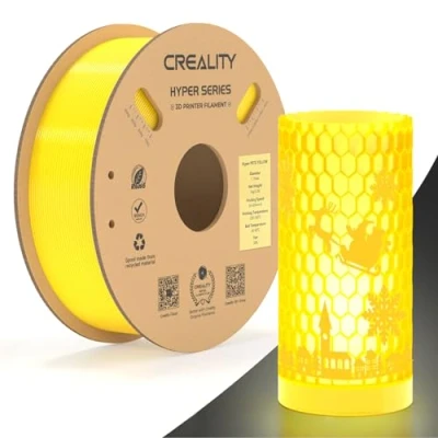 Obrázek Creality Hyper PETG Filament, žluté vlákno 1,75 mm 1 kg, struna do 3D tiskárny rozměrová přesnost +/ 0,03 mm, materiály pro tisk většinu tiskáren, 2,2 lbs/spool