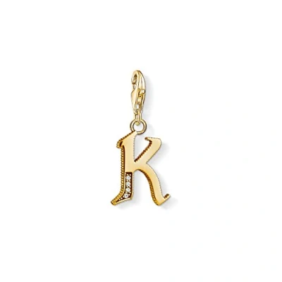 Obrázek Thomas Sabo Dámský elegantní přívěsek L písmeno Charm Club 925 sterlingové stříbro 1618 414 39, 750 žluté zlato pozlaceno, 925, Kubická zirkonie